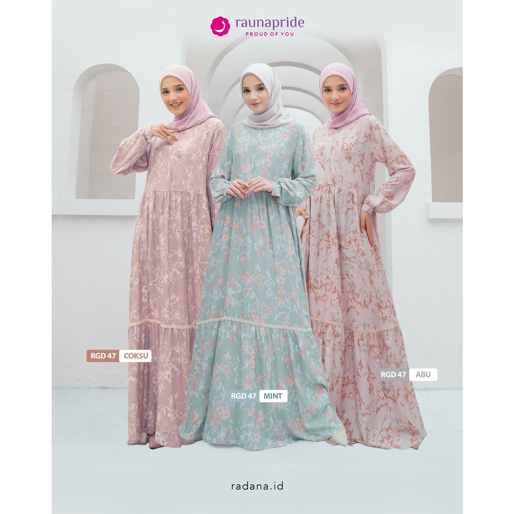 Gamis rauna RGD 47 / Raunapride Terbaru 2022 / dress muslim / baju muslim / baju wanita / gamis dewasa / pakaian wanita / rayon premium / fashion muslim