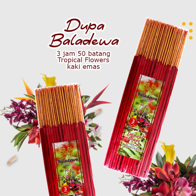 Dupa/Hio Wangi Harum Tropical Flowers Merah Baladewa 3 Jam 50 Stick