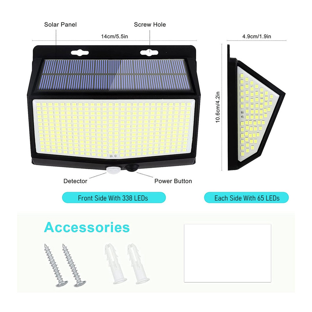 Lampu Taman 468 Led Tenaga Surya Anti Air Dengan Sensor Cahaya Untuk Dekorasi Outdoor