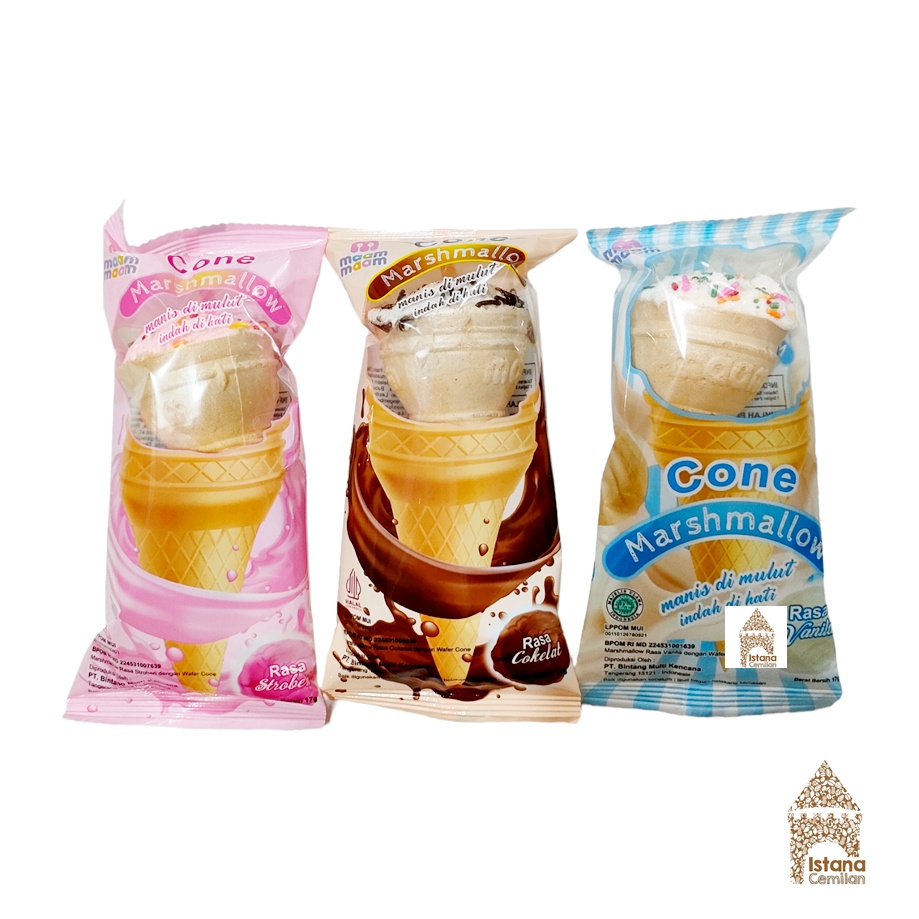 Jual Marshmallow Cone Ice Cream JUMBO Stoberi / Coklat / Vanila 17 Gram