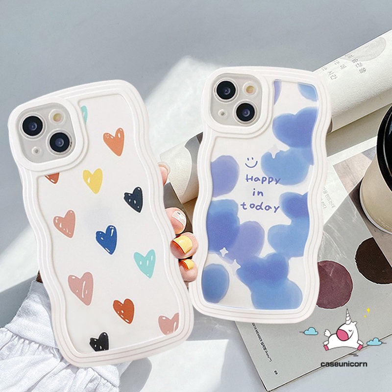 Soft Case Realme C53 10 C55 C30 C33 C12 C25 C15 C21Y C35 C25s C25Y C11 C20 C20A C3 8 8i 9 9i 7 7i 8pro 9pro+ 5s 5 5i 6i C1 Ins Fashion Cute Love Heart Wavy Edge Anti-fall Cover