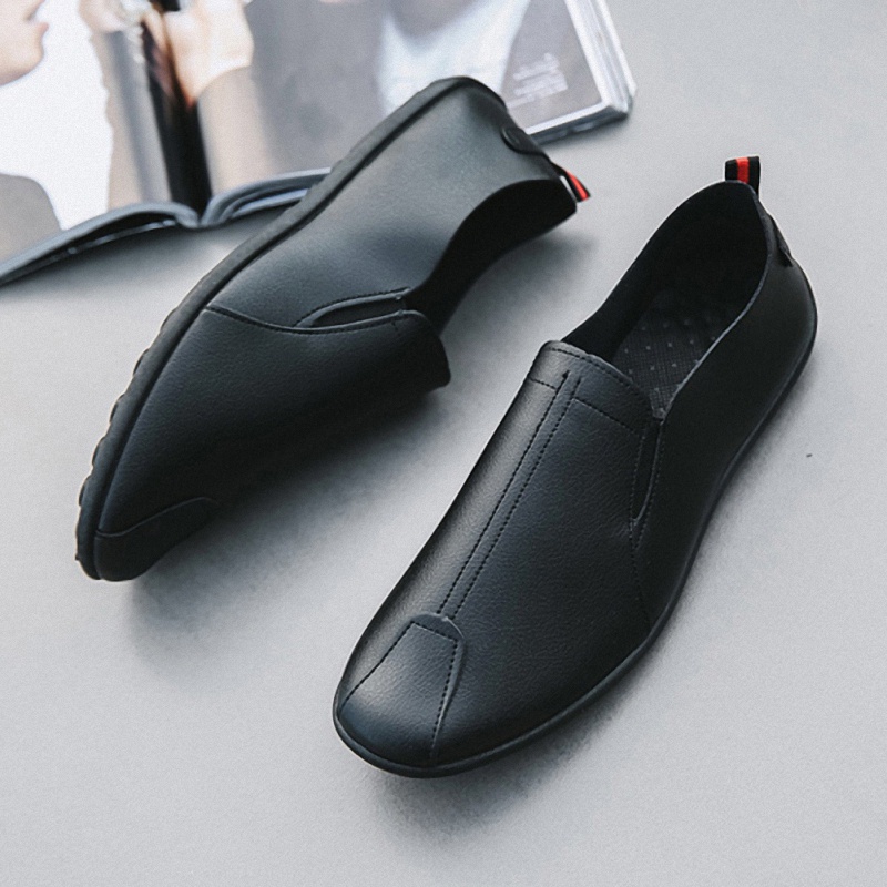 Sepatu Pria Slip on Casual Sepatu Kulit Hitam Formal Sepatu Kerja