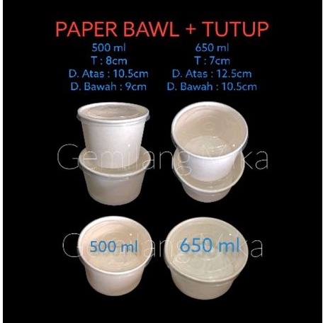 paper bawl murah plus tutup isi 5 set