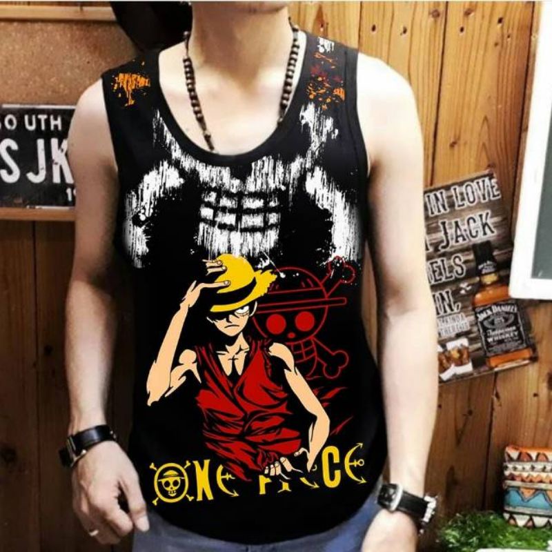 Kaos Singlet Distro Pria Luff Topi || Kaos Distro Cowok || Kaos Cowok || Kaos Pria