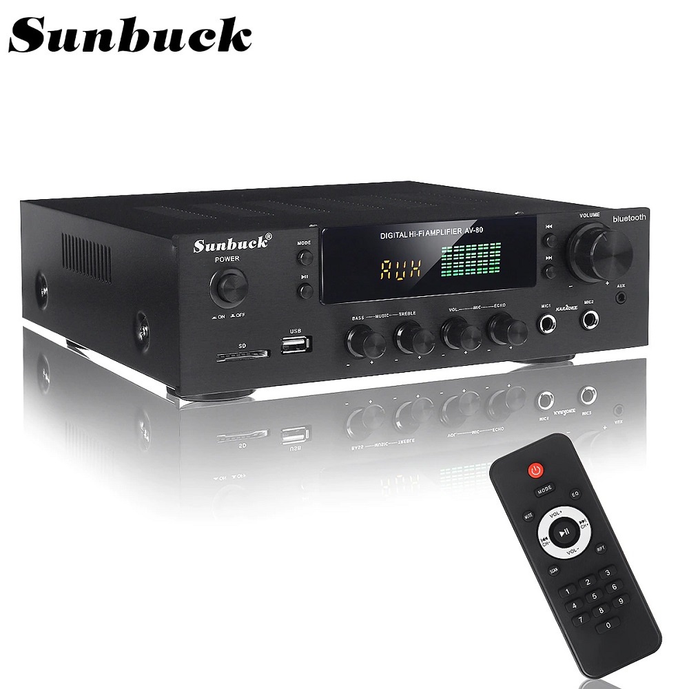 Sunbuck AV-80 Audio Amplifier Bluetooth EQ Home Theater FM Radio 200W