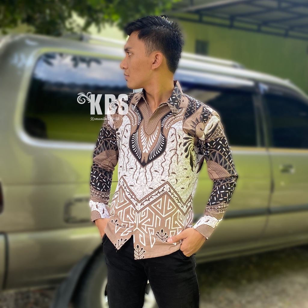Outer Kemeja Batik Pria Sri Kencana Lengan Panjang Inner Furing Katun