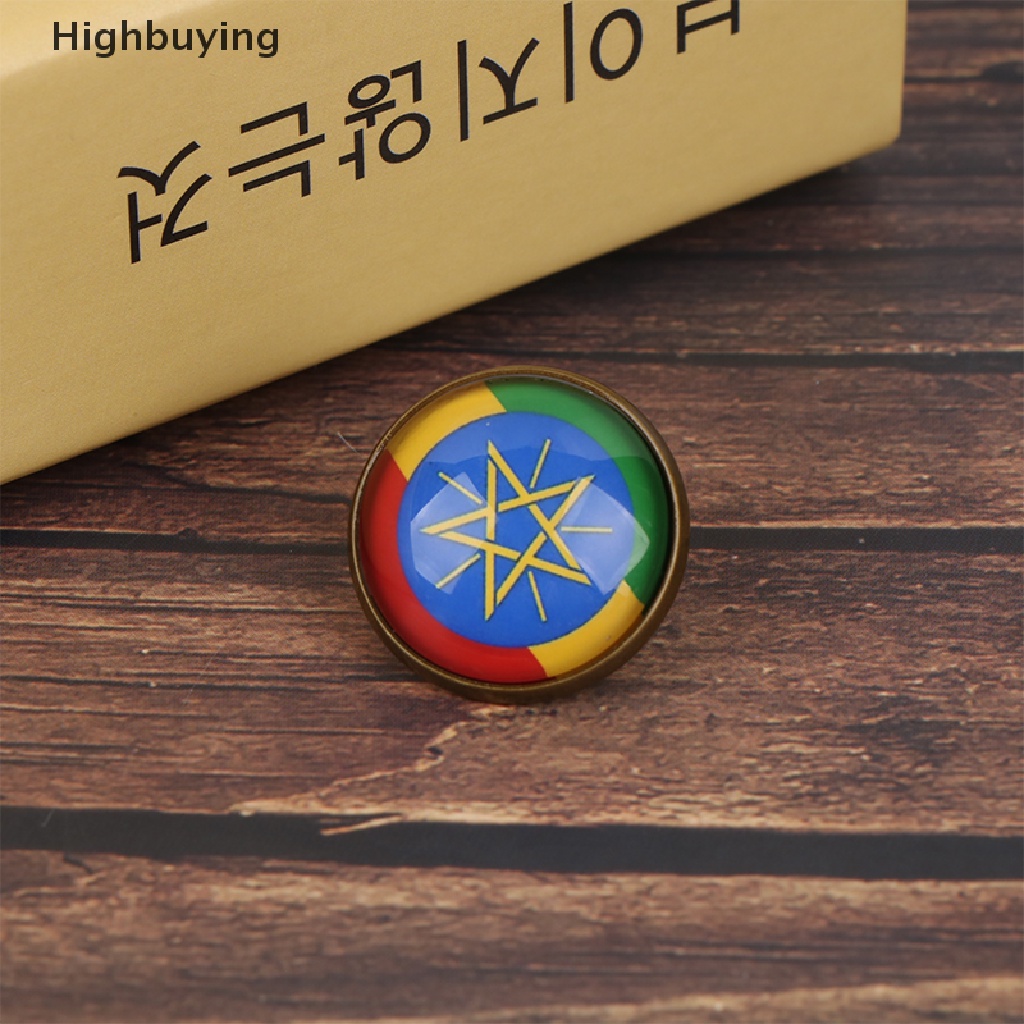 Bros Pin Lencana Bentuk Kubah Kaca Motif Bendera Negara Peserta Dunia Glory