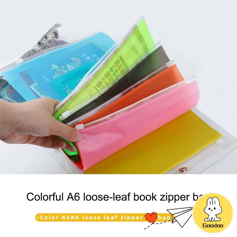 A6 Frosted PVC Ritsleting Tas Penyimpanan Traveller Notebook Organizer Buku Loose-leaf -Doo