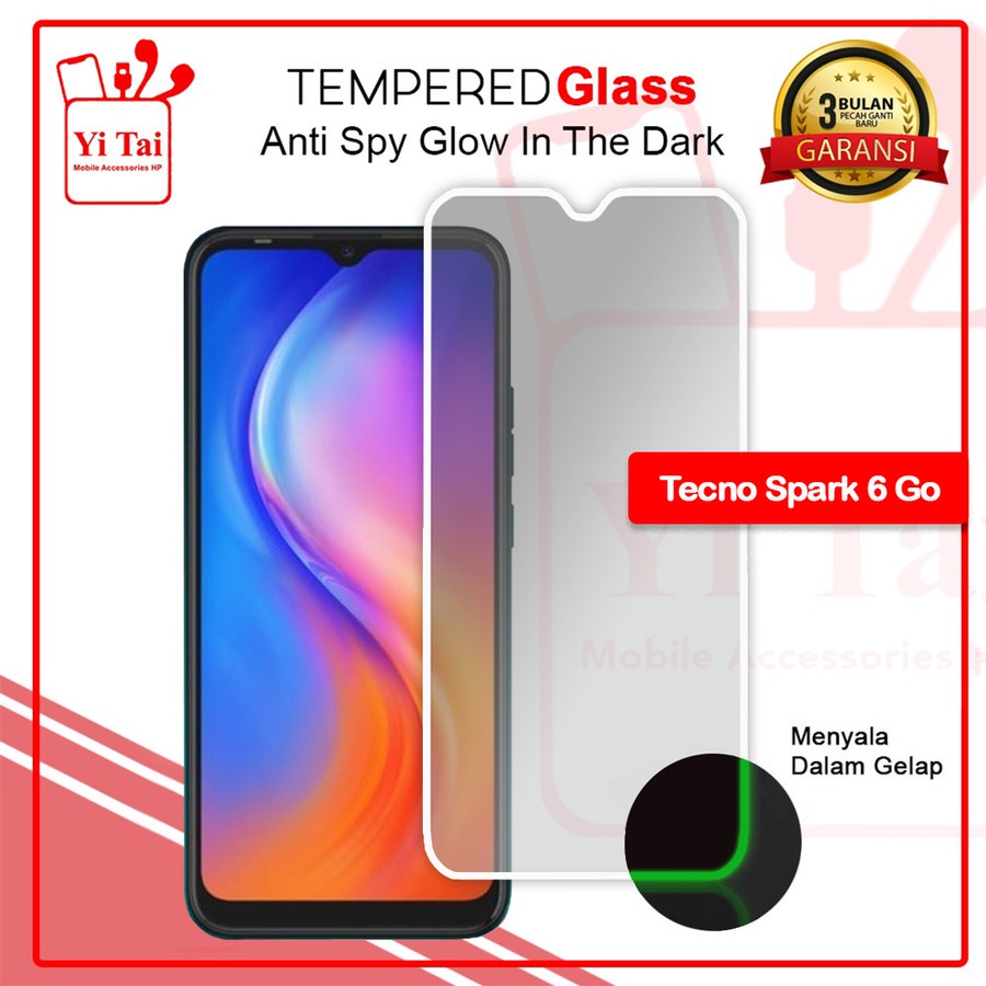 YI-TAI TEMPERED GLASS PREMIUM SPY GLOW IN THE DARK TECNO SPARK 5 PRO TECNO SPARK 6 GO TECNO SPARK 7 NFC TECNO SPARK 7 TECNO SPARK 7 PRO WHITE_CELL