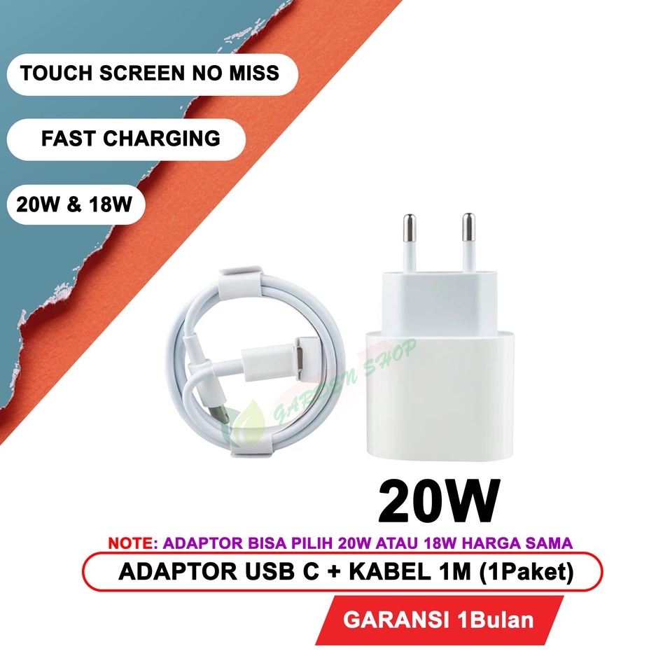 [ PROMO] Charger 20W Adaptor USB C TO LIGHTNING Kabel Fast Charging