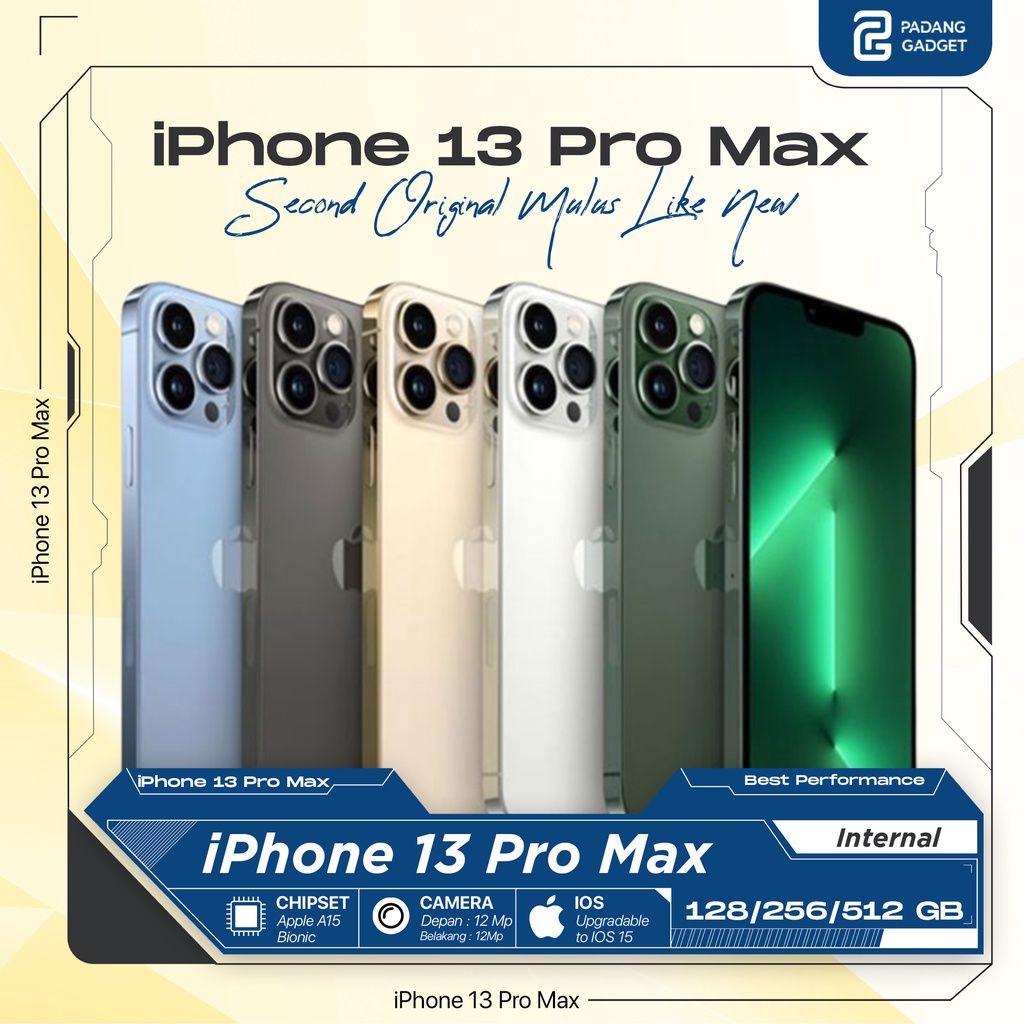 Jual IPhone 13 PROMAX 128, 256, & 512 GB Second Original Fullset Hp ...