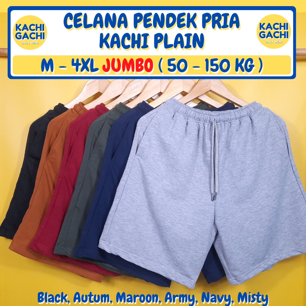 Celana Pendek Jumbo Pria / Celana Kolor Pria Santai / Short Pants Pria Big Size - Kachi Plain