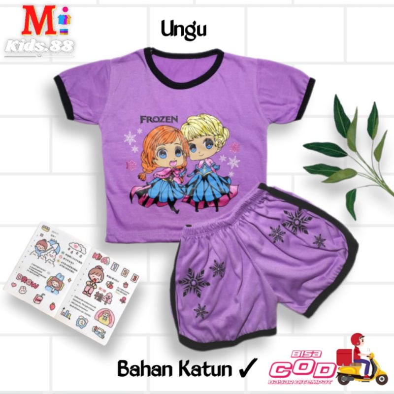 Setelan Playset Cupa Cup Baju Anak FROZEN/Set Anak Balita/Set Anak Unisex Buat Usia 0-4 tahun