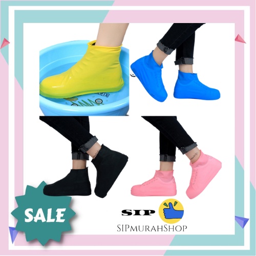 Cover Sarung Pelindung Jas Hujan Sepatu Shoes Cover Anti Air Hujan Waterproof Silicon Termurah M &amp; L