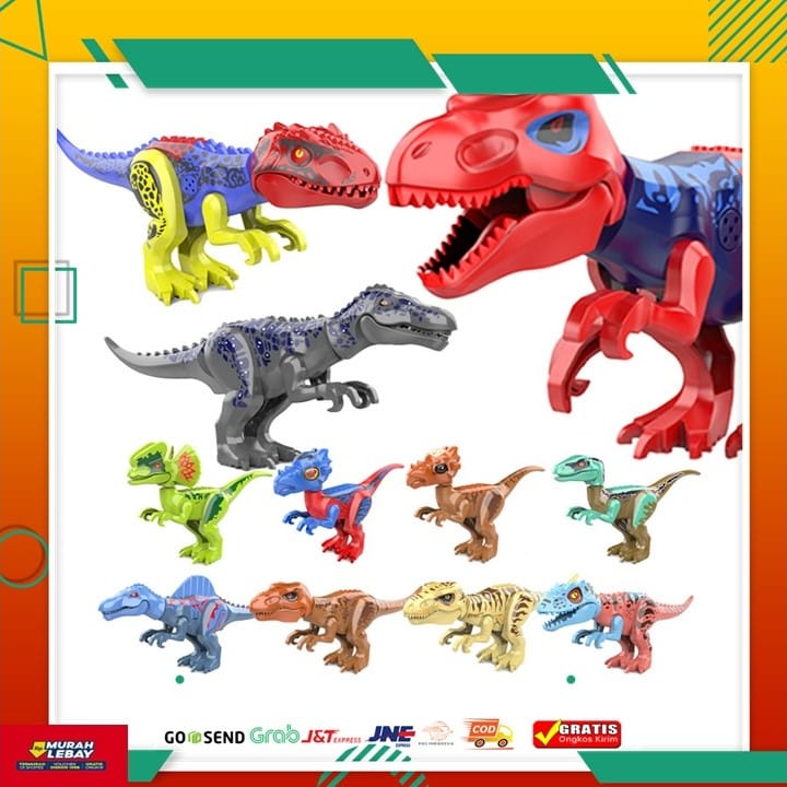 Mainan Edukasi Dinosaurus Building Block Size Besar Suara dan Figure | Brick Lego Jurassic World Tyr
