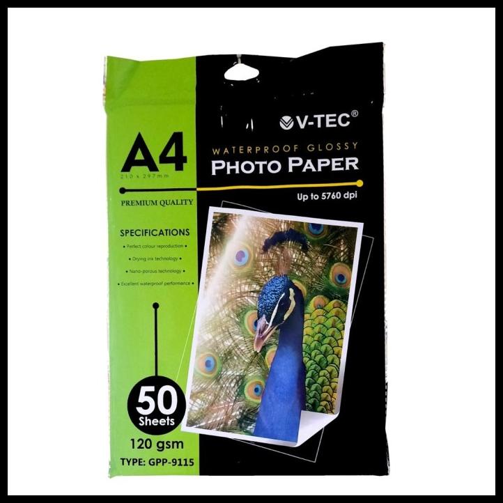 

Kertas Foto V-Tec Glossy Photo Paper A4 120 Gsm Gpp-9115