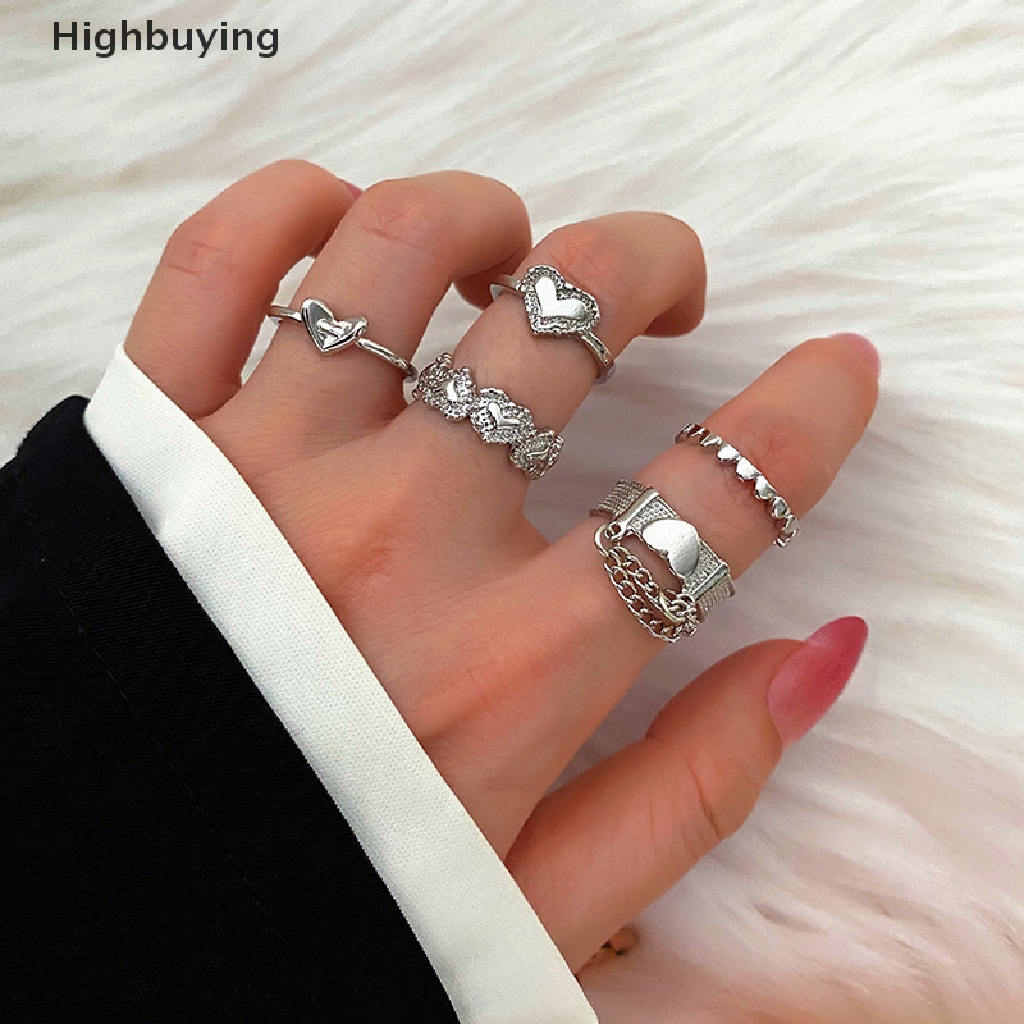 5pcs / Set Cincin Knuckle Bentuk Hati Untuk Wanita Glory