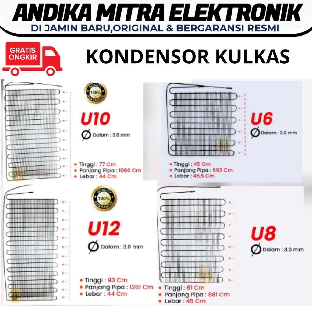 KONDENSOR KULKAS - CONDENSOR U12 U10 U8 U6 FREE ONGKIR