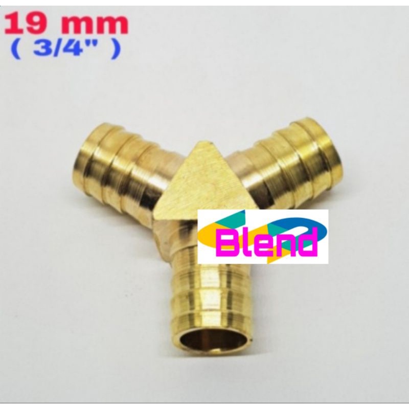 19 mm Nepel Cabang 3-Y 3/4 inch KUNINGAN Sambungan Selang Gas