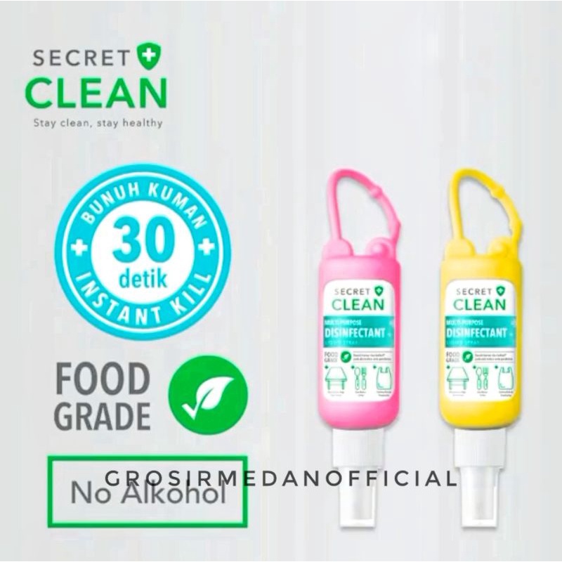 SECRET CLEAN HAND SANITIZER SPRAY LIQUID 60 ML - ADA SILICONE CASE - ANTI BAKTERI, CAIRAN PEMBERSIH TANGAN TANPA DIBILAS