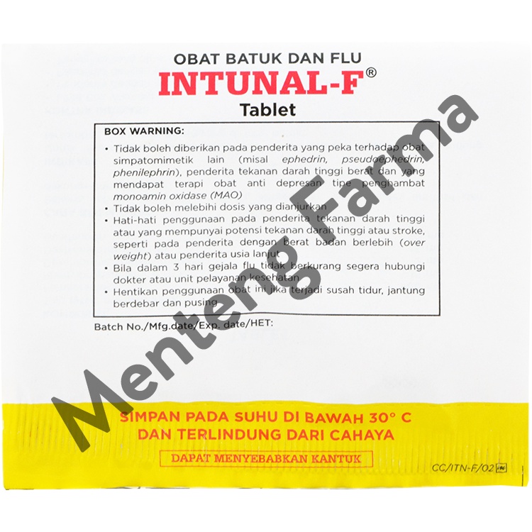 Intunal F 4 Tablet - Pereda Gejala Flu, Hidung Tersumbat, dan Bersin-bersin