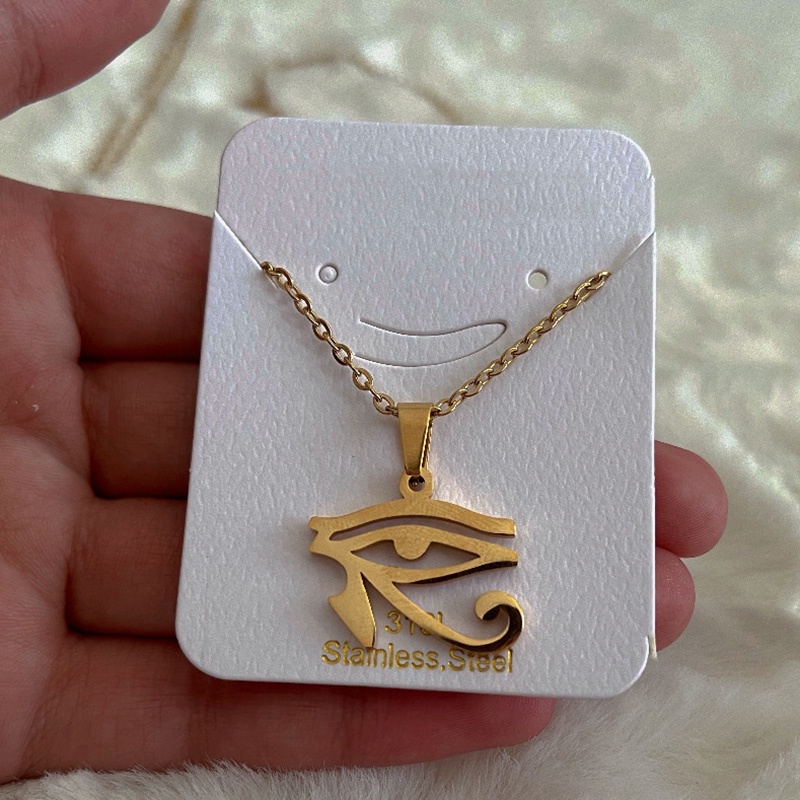 Kalung Liontin Mata Horus Bahan stainless steel Gaya Kasual Untuk Wanita