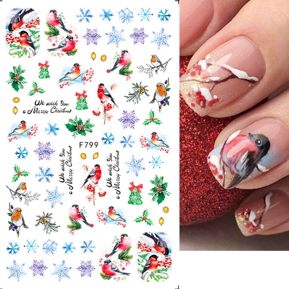 1 Pc Stiker Kuku 3D Motif Natal Untuk Dekorasi Nail Art