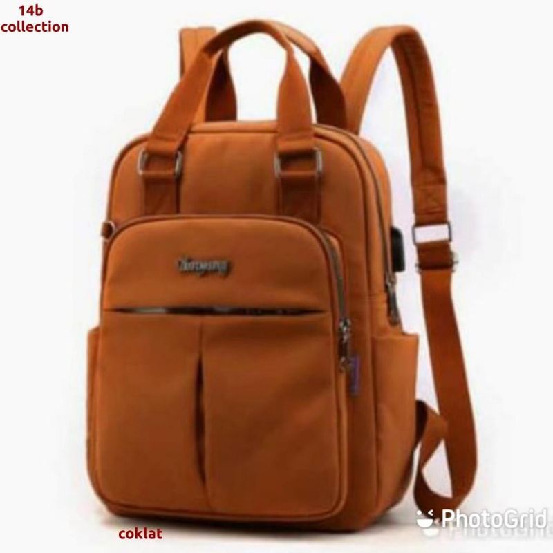 GTB TAS RANSEL BATAM BACKPACK MULTIFUNGSI STYLE REMAJA KEKINIAN-Coklat
