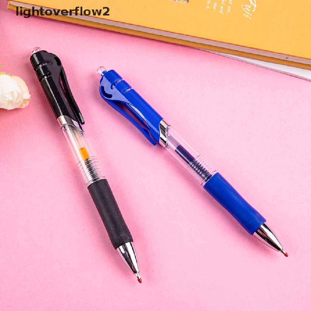 (lightoverflow2) 1 Pulpen + 10 Refill / 50Pcs Refill Tinta Gel Tekan Manual Untuk Sekolah / Kantor