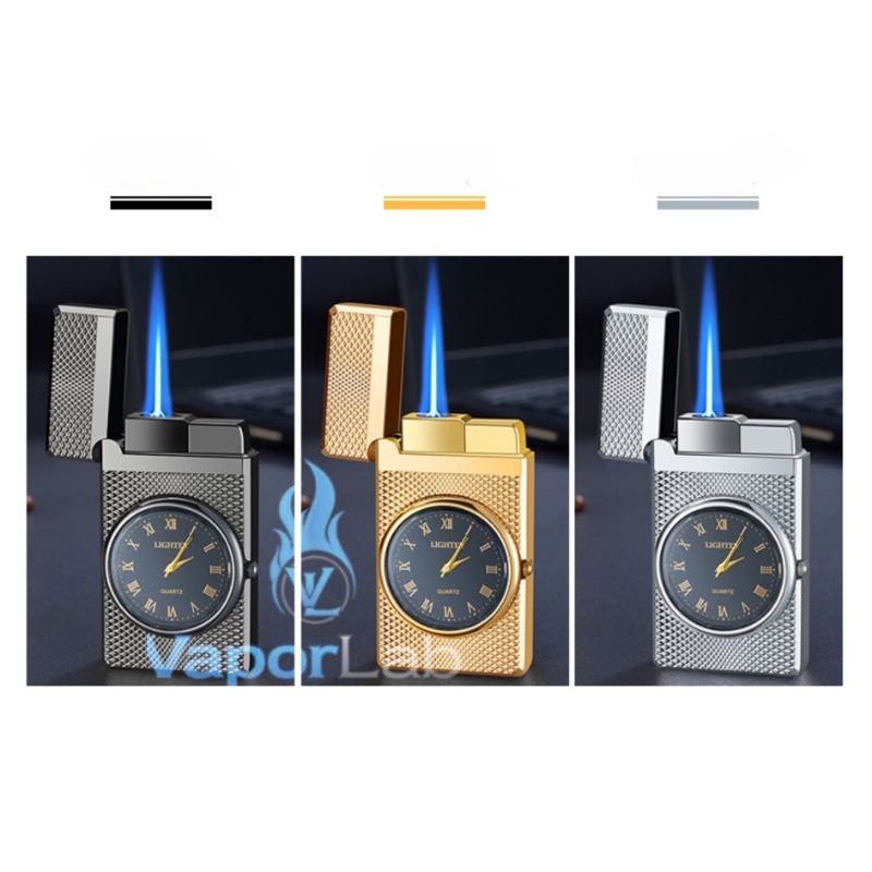 mancis korek api las model jam jet flame watch lighter denting gift box