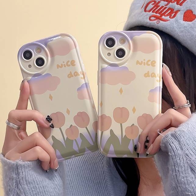 Soft Case Desain Tulip Air Cushion Untuk OPPO A57 A5 A9 A53 A33 A31 A7 A5S A12 A11K F9 Pro A15S A35 A32 A33 F11 A3S VIVO V23 S1 Y11 Y20 Y30 Y19 Y20i Y15S Y12