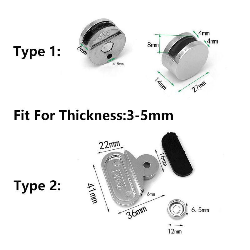 2pcs Klip Penjepit Cermin Kamar Mandi/Gantungan Kaca/Klem Jepit Kaca Cermin Dengan Tutup Sekrup