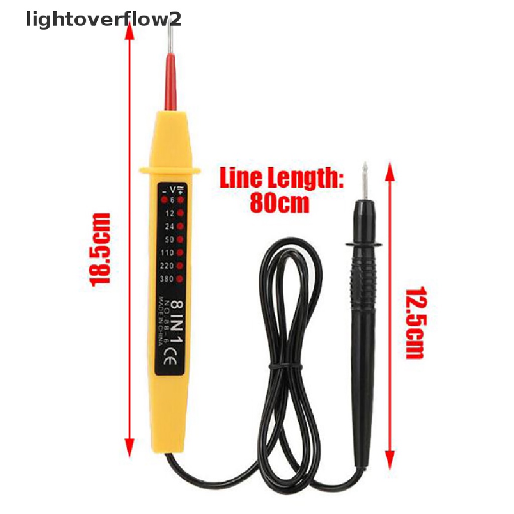 (lightoverflow2) Pena Tester Voltase AC DC 8 IN 1 6V-380V Dengan Sensor Detektor Power