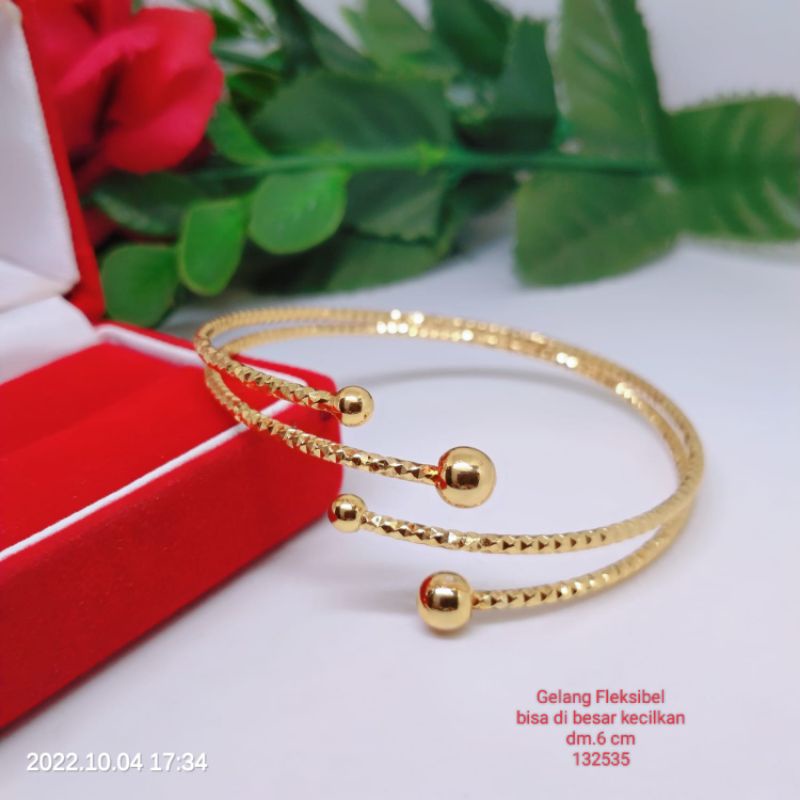 Gelang Fleksibel Bisa Di Besar Kecilkan Perhiasan Fashion Wanita Titanium Premium Lapis Emas