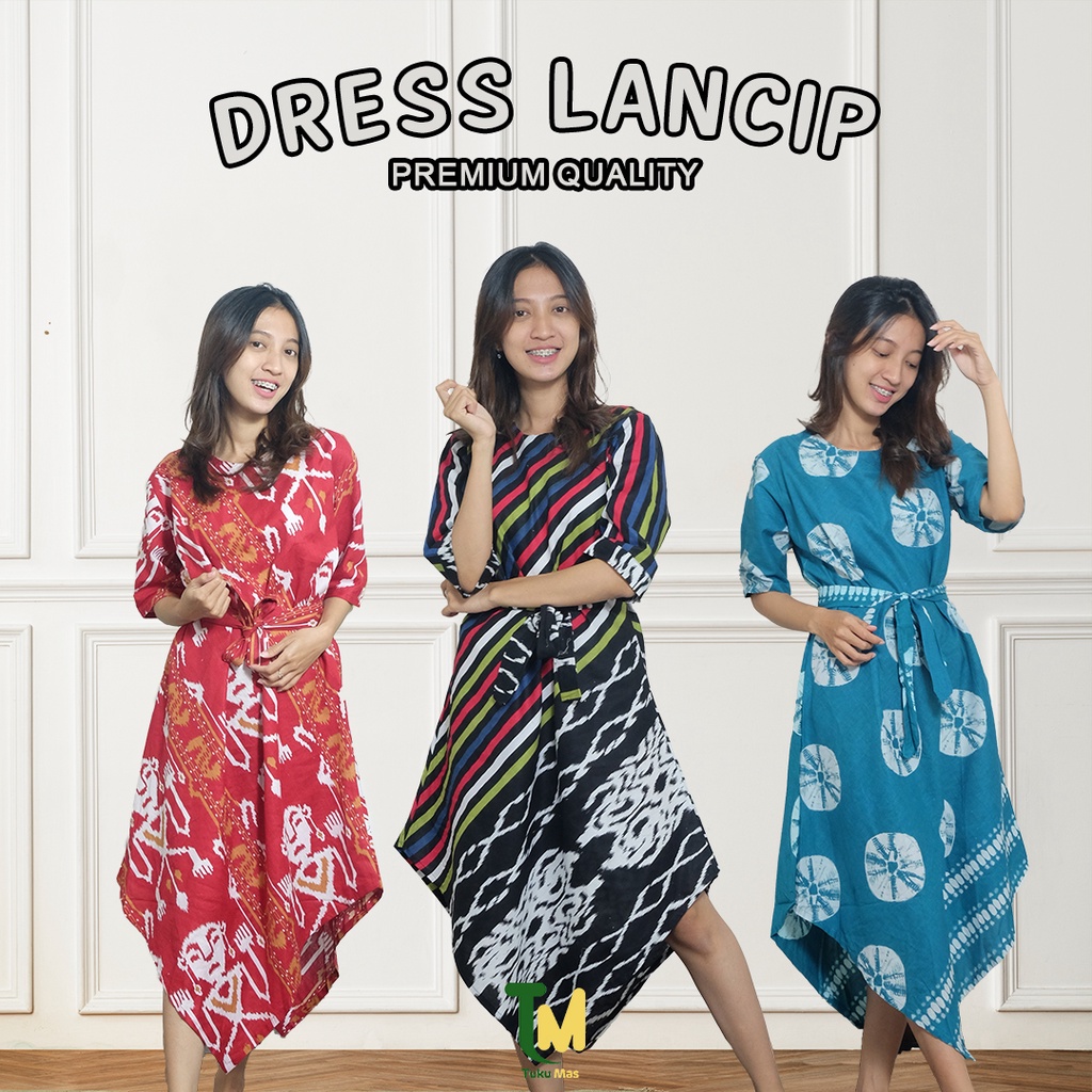 TUNIK DRESS BATIK LANCIP TENUN MOTIF ETNIK PREMIUM MURAH