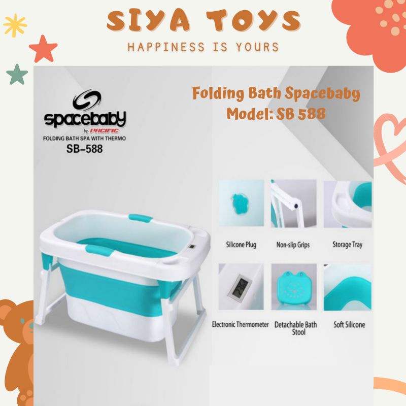 SIYA✨FREE BUBBLEWRAP BAK MANDI SPACEBABY FOLDING BATH SB 588 BISA DILIPAT BAK MANDI BAYI LIPAT SPACEBABY SB 588