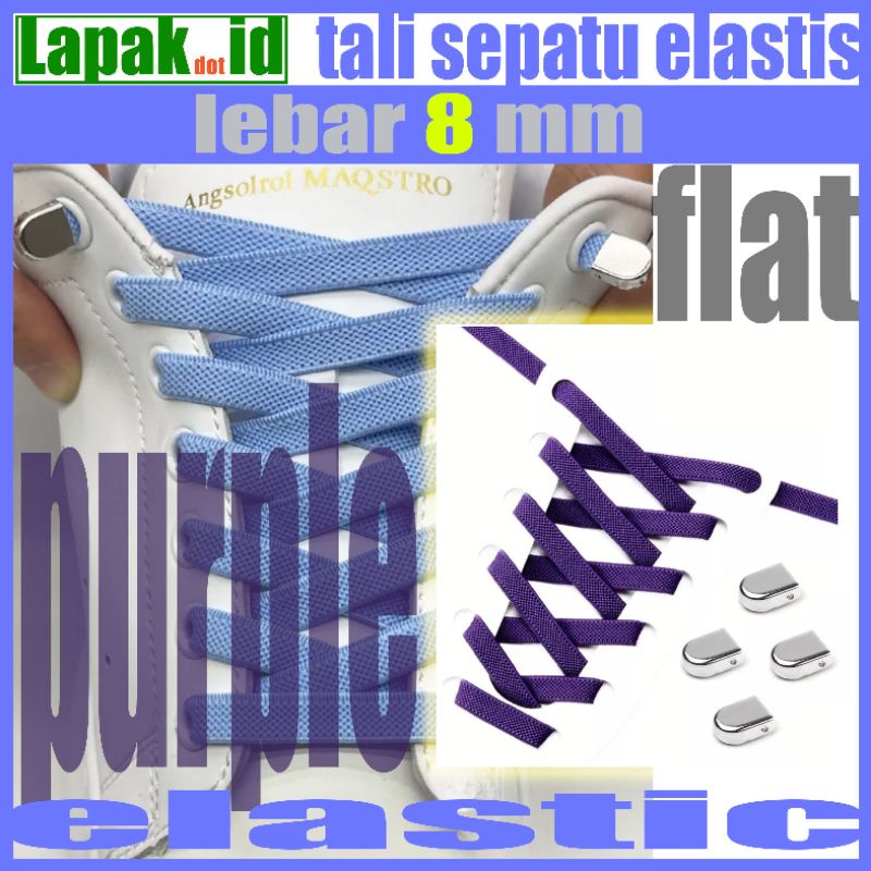 tali sepatu elastis flat lebar dengan metal lock