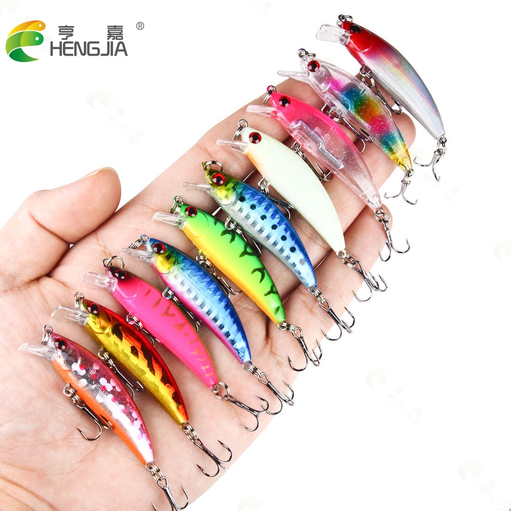 Hengjia 1pc Umpan Pancing Tiruan Bentuk Ikan Kecil Mata 3d 5.5cm 4.8g Sinking Fishing Lure Hard Plastic Bait