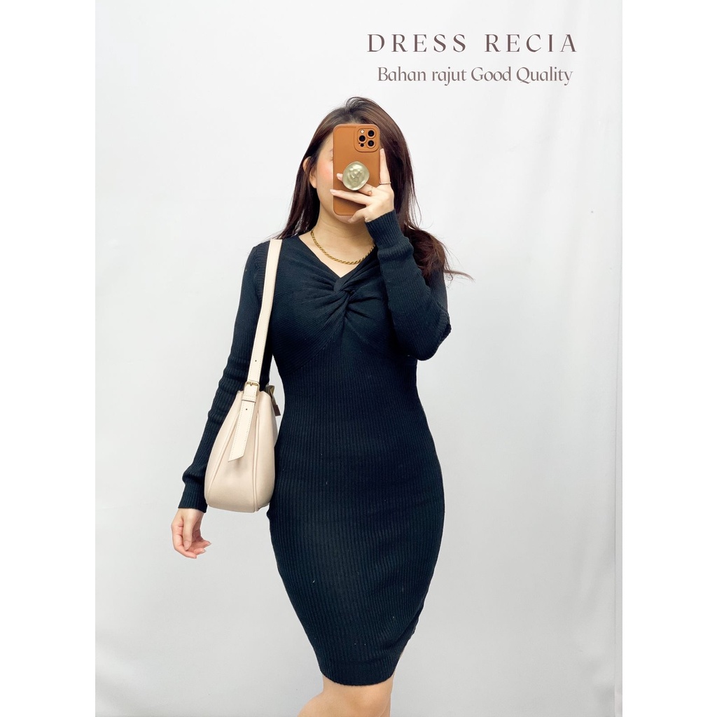 Basic id fashion Dres rajut wanita / rajut recia / rajut strech / dres wanita rajut premium