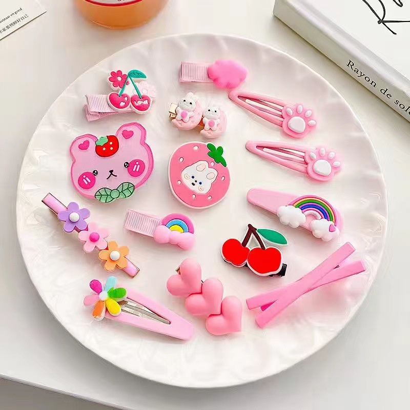 [PRINCESS KESLI] 1 Set 14 Pcs Jepit Rambut Pola Kartun Lucu Aksesoris Karakter Anak Perempuan Busana