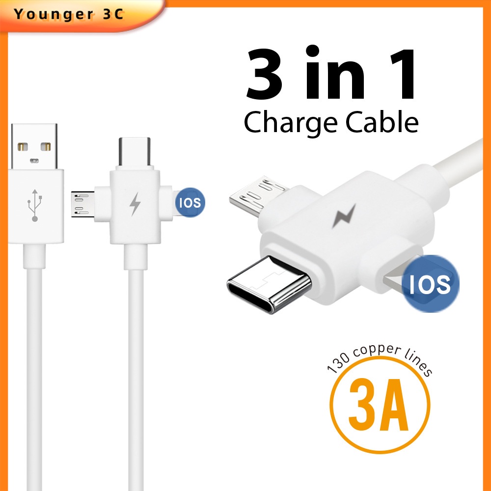 Kabel data / Charger Usb Tipe C 3.1A fast charging Untuk Apple / Android