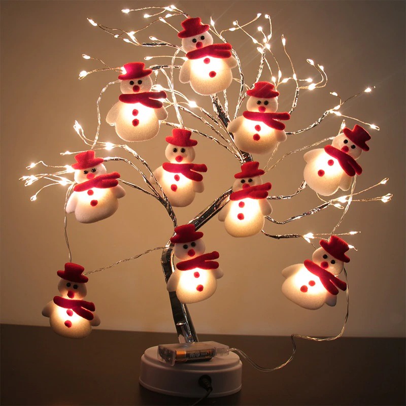 Lampu String 20 LED 2M Bentuk Santa Claus / Snowman / Snowflake / Rusa Untuk Dekorasi Pohon Natal 2023