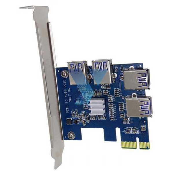 PCI-E Expansion Card Riser to 4 USB 3.0 for Bitcoin Miner EM88 ( Al-Yusi )