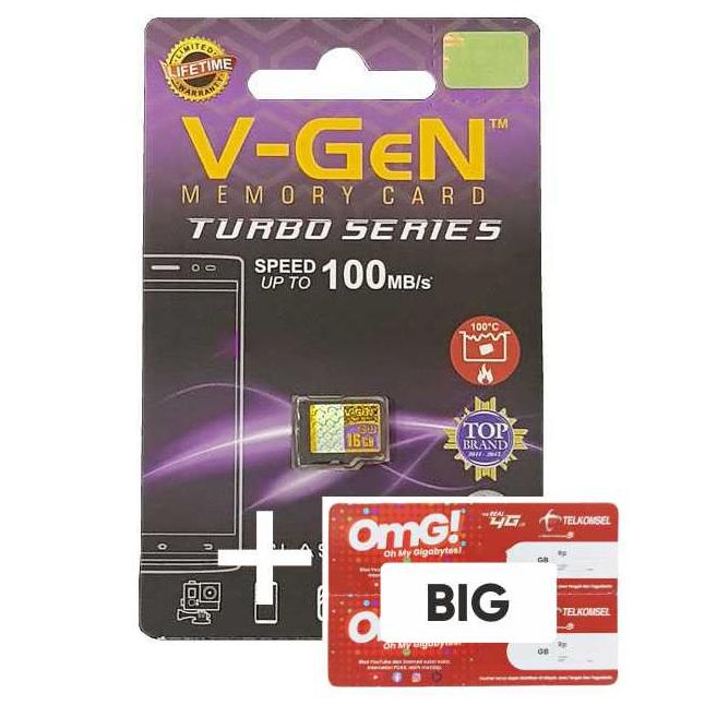 Paling Diminati (TELK0MSEL BIG 10GB )Micro SD Vgen 64GB Class 10 Class10 TURBO SERIES
