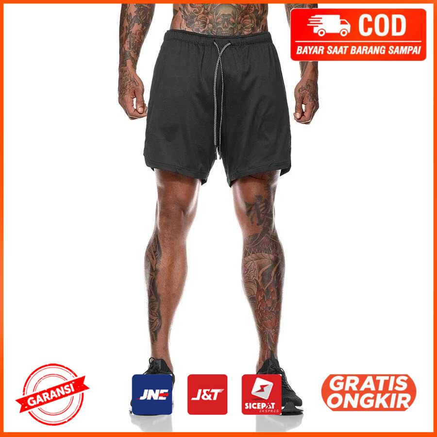 Celana Pendek Olahraga Gym Pria Double Layer GY003