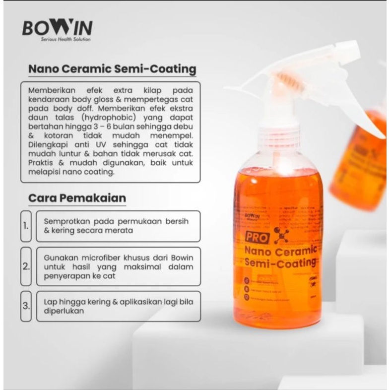 Bowin Semi Nano Ceramic Coating (Pengkilap Extra Kilau , Pelindung Cat Mobil dan Motor)