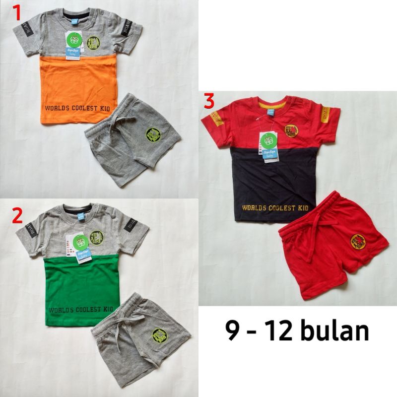 Setelan anak bayi laki laki Dopo 9 12 bulan orange hijau merah