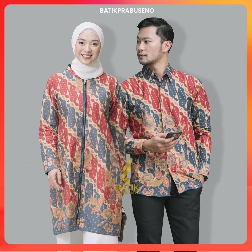 YEPTI Couple Kemeja Batik Lengan Panjang Original Ori Prabuseno Full Furing BIg Jumbo Modern Premium