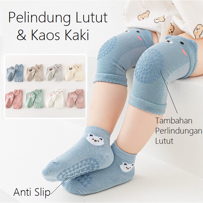 Pelindung Lutut Bayi Anak Dan Kaos Kaki Bayi Anti Slip [ 1 SET ]