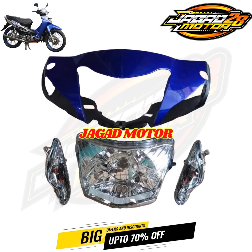 Batok Depan Supra Fit New Fit X Fit S Biru Set Lampu Depan Dan Sen / Kepala Depan Supra Fit New Fit X Fit S Biru Plus Reflektor dan Sein / Batok Kepala Totok Depan Supra Fit New Fit X Fit S Biru Set Reflektor Lampu Depan Dan Sein